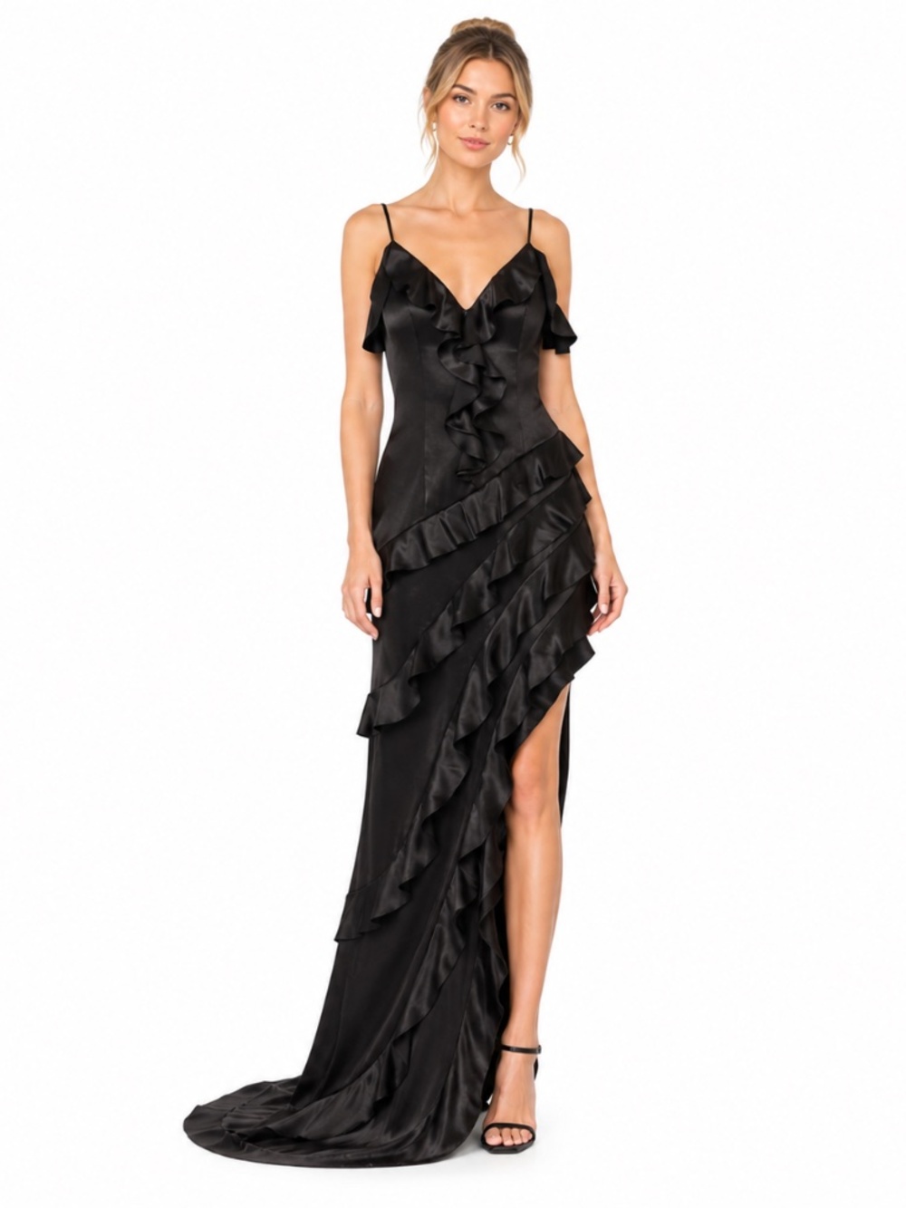 Elliatt - Kyla Asymmetrical Ruffle Gown